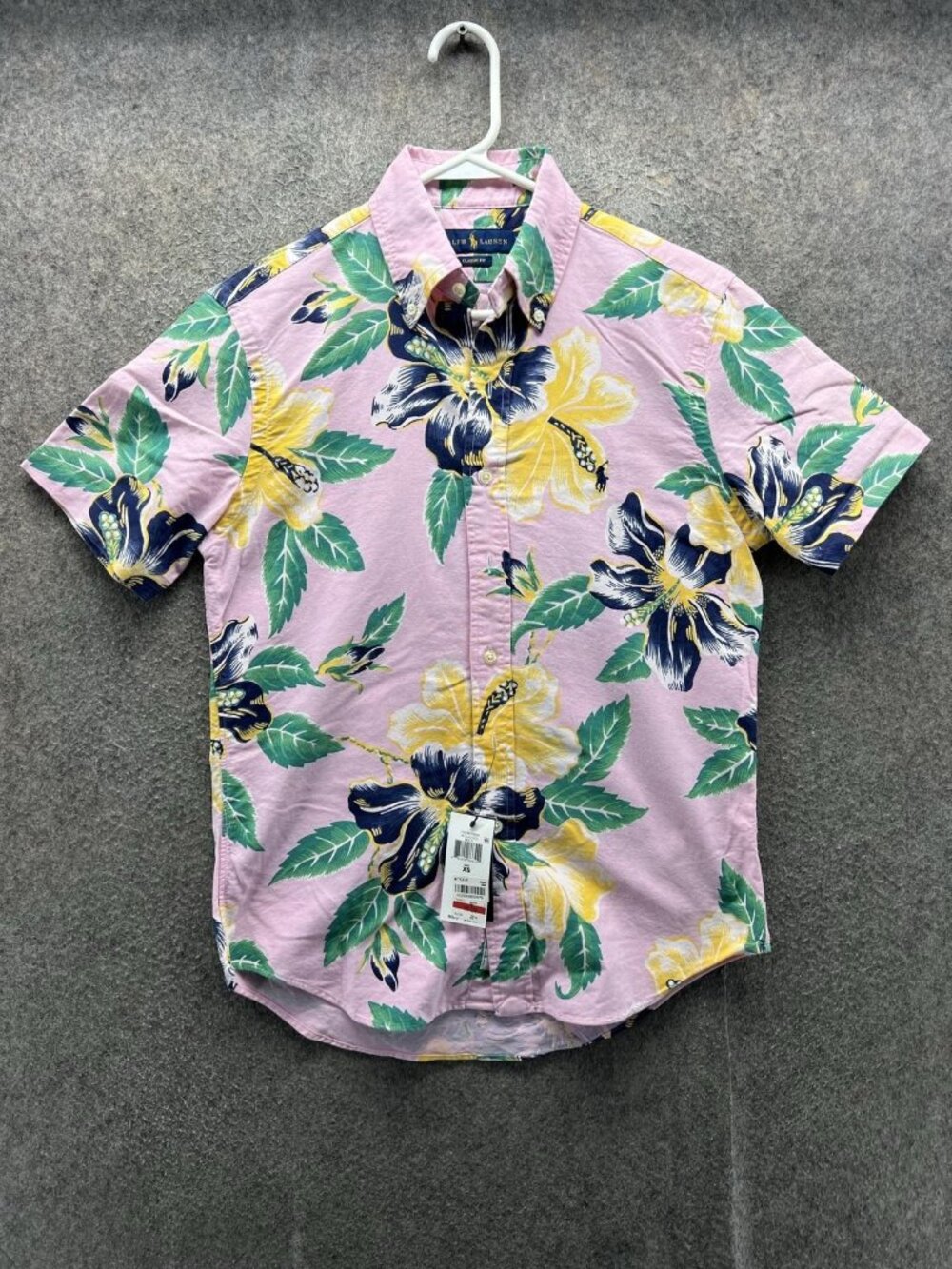Ralph Lauren Shirt Men XS Pink Floral Hawaiian Cotton Button Down Classic Fit